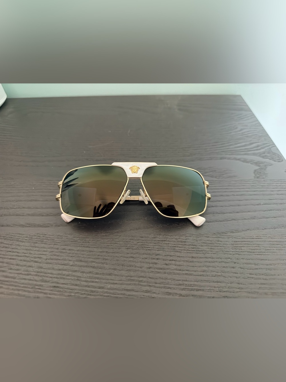Versace Gold Frame Sunglasses with Green Lenses
